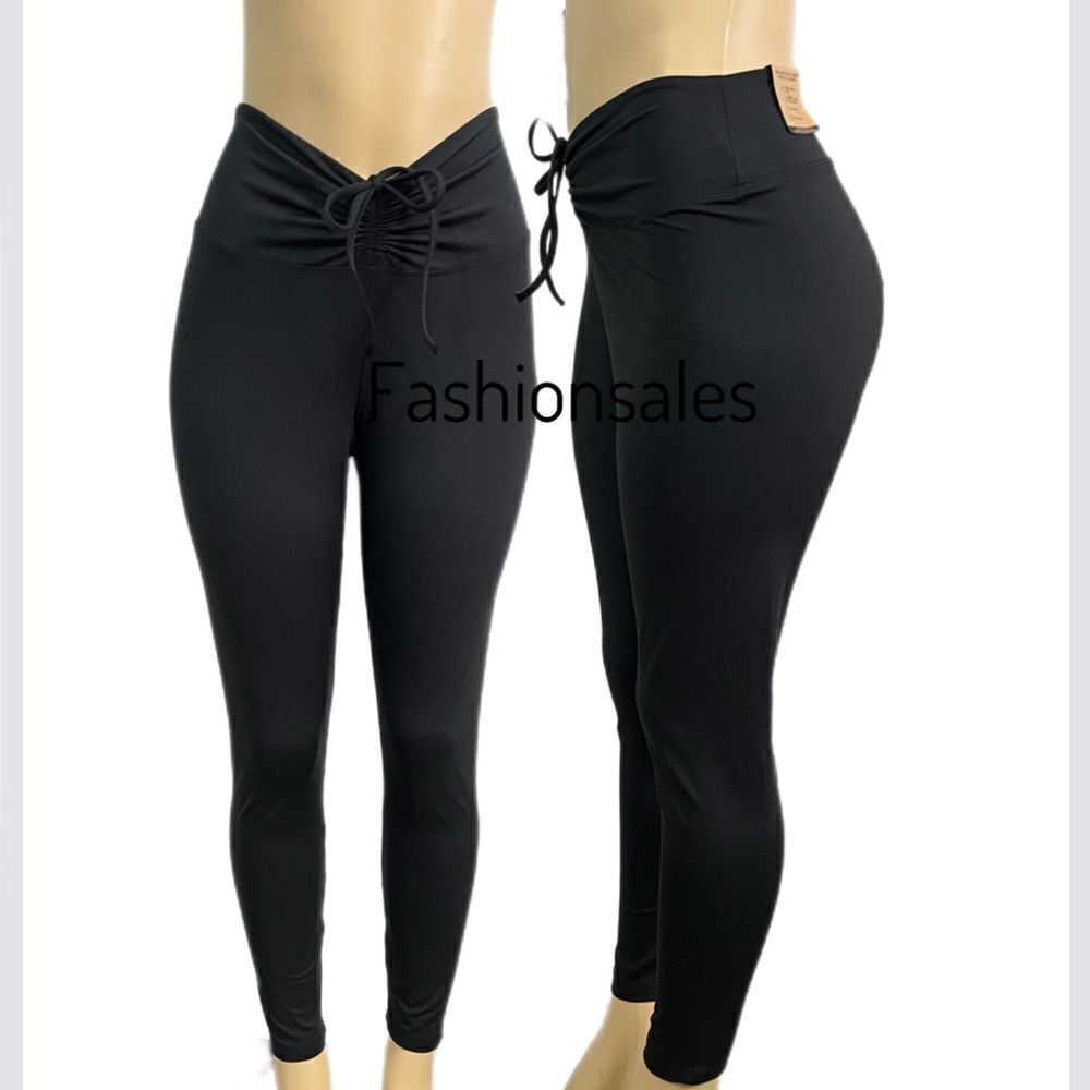 Victoria’s Secret Pink Active high Waist Full Length Ruched V leggings Black XXL